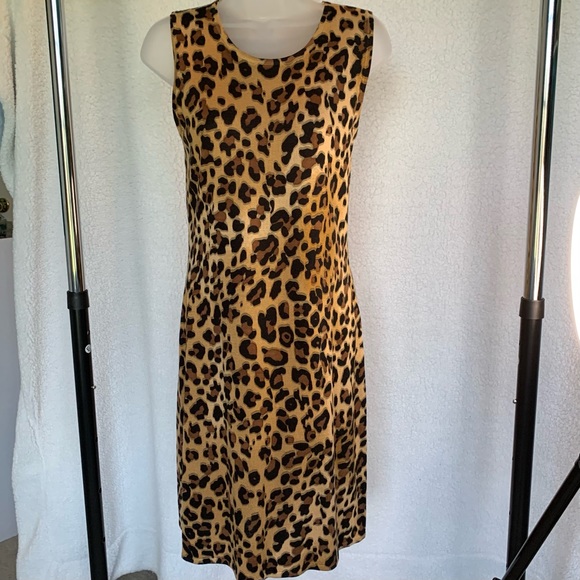 EUC Calvin Klein leopard print sleeveless knit sheath dress. - Picture 4 of 4